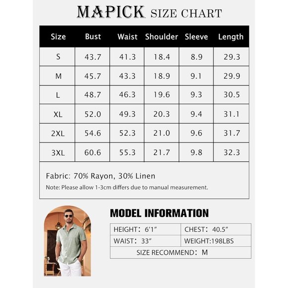 Men's  A-sage Green Linen Short Sleeve Button Down Casual Shirt Business Dress - Picture 6 of 6